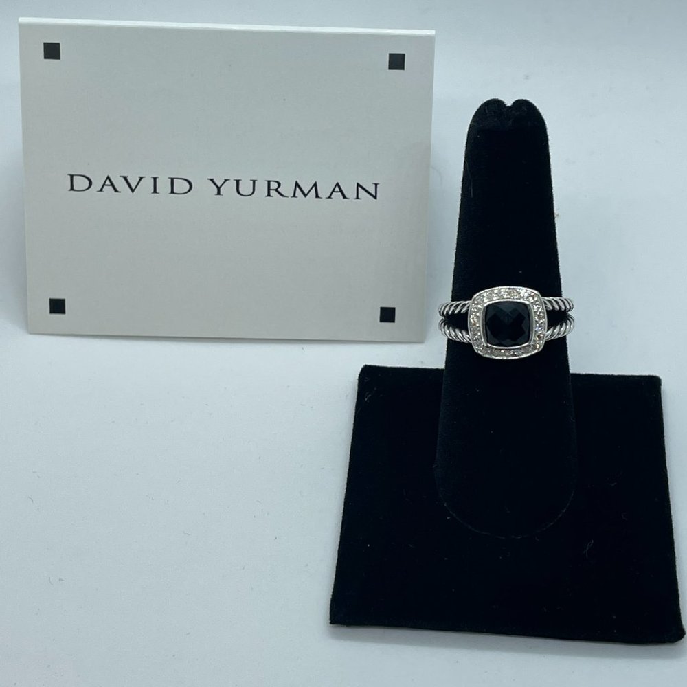 David Yurman Black Onyx Petite Albion Ring Size 9
